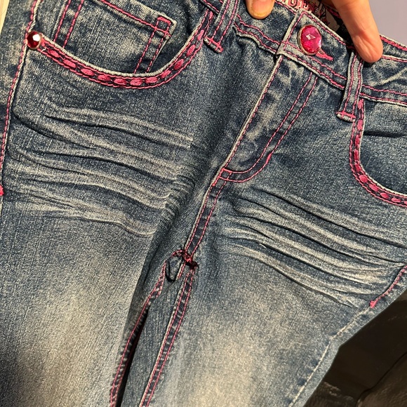 Girls size 10 embroidered pink sequin design jean - Picture 3 of 6